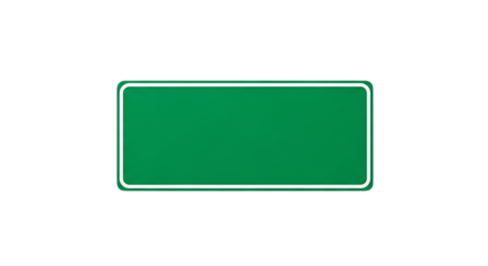 blank green rectangular road sign with white border and rounded corners, cutout, PNG isolated on white or transparent background