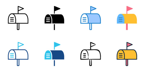 Postal code icon set multiple style collection 
