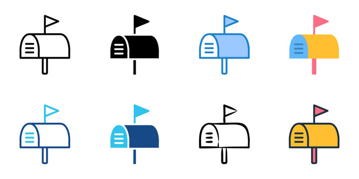 Postal code icon set multiple style collection 
