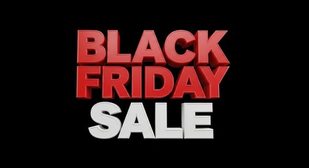Fototapeta premium Black friday sale 3d text with red and white letters on black background
