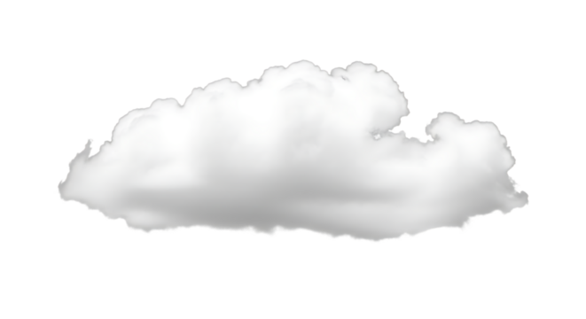 fluffy white cumulus cloud with soft edges and subtle shading, cutout, PNG isolated on white or transparent background