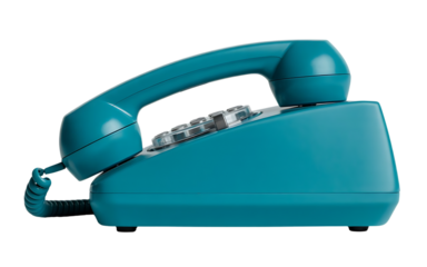 Teal rotary telephone with coiled cord vintage retro