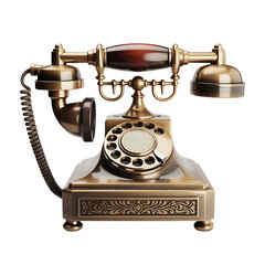 Antique brass rotary telephone with wooden handle antique telephone