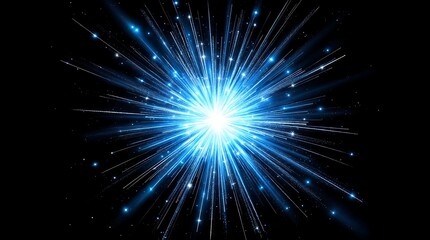Fototapeta premium 黒背景で輝く青い光の爆発