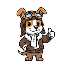 Cute cartoon dog character dressed as a vintage pilot.