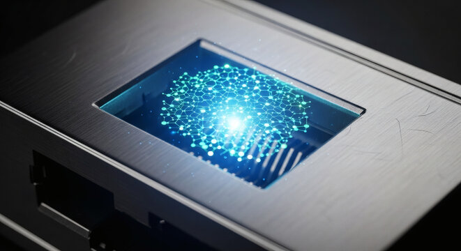 Advanced biometric scanner processing a luminous digital fingerprint for secure access and personal identity verification