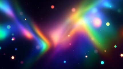 虹色にぼやけた光と玉ボケの背景