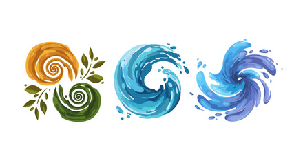 Watercolor Swirls - Earth, Water, and Wind Elements.