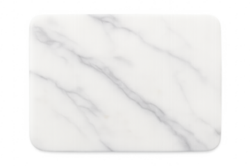 White marble cutting board isolated on transparent background