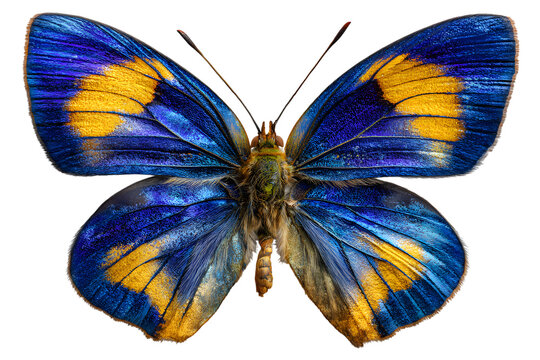 Vibrant blue and yellow butterfly with intricate wing patterns - Powered by Adobe