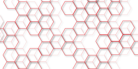 Naklejka premium Abstract white background with gold hexagons seamless pattern and geometric in vector design. Futuristic blue neon honeycombs. Modern technology design .Minimal style website banner, decoration .