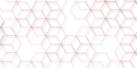 Abstract white background with gold hexagons seamless pattern and geometric in vector design. Futuristic blue neon honeycombs. Modern technology design .Minimal style website banner, decoration .