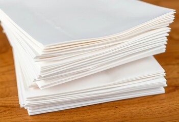 Stack of pristine white paper napkins, soft folds visible,  purity,  cotton