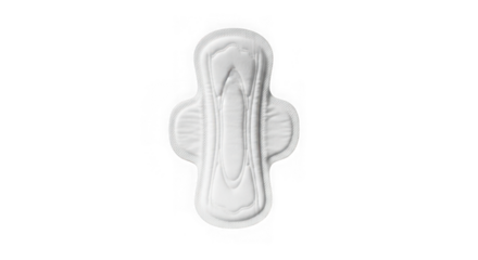 Sanitary pad isolated on transparent background, an absorbent item worn by women
