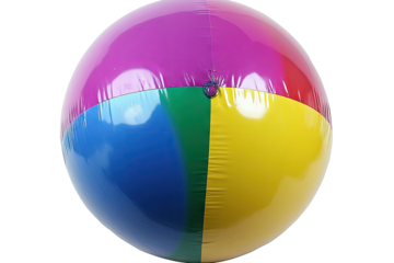 Inflatable beach ball with six rainbow colored sections