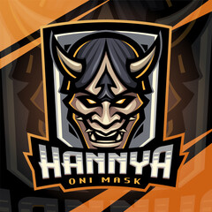 Hannya oni mask esport mascot logo