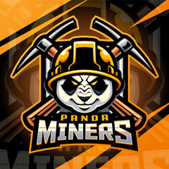 Panda miners esport mascot logo design
