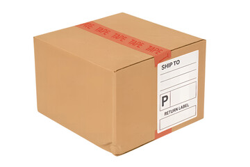 parcel cardboard box on white background