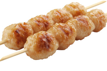 Grilled, round food on sticks. Skewered meat/fish