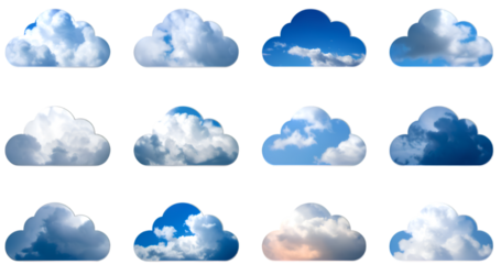 set of various cloud shapes