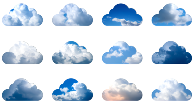 set of various cloud shapes