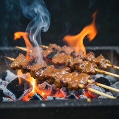 Indonesian grilled lamb skewers cooked over charcoal with spicy soy sauce.
