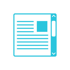 Webpage, Scroll bar icon., Isolated on white background. Blue icon set.