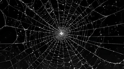 Obraz premium spider web black white background for halloween Stock Illustration