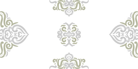 Symmetrical Grey and Green Scrollwork Centerpiece Design