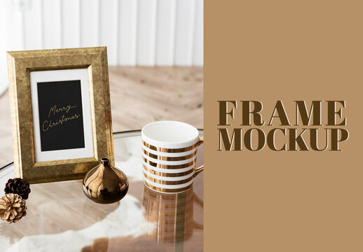 Elegant Frame Mockup With Decor PSD