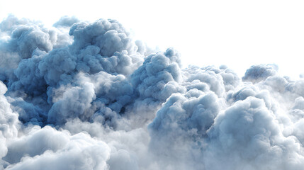 Steam white idyllic clouds drifting isolate on white backgrounds 3d illustrations Stock Illustration