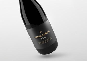 Elegant Wine Bottle Label Mockup PSD