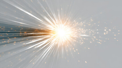 Sunlight with glare effect on gray background. Superimposition of light, sun rays, transition, light, lens, glare in format. sunlight with light glare . Stock Illustration