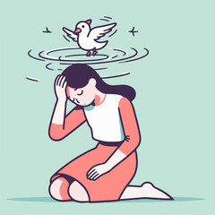Illustration of a woman having a headache
