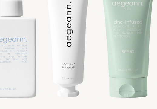 Natural Skincare Products For Sun Protection Mockup PSD