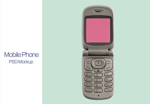 Retro Flip Phone Mockup Design PSD