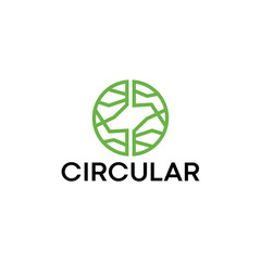 circular logo with abstract recycling icon design