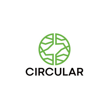 circular logo with abstract recycling icon design