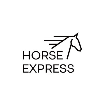 horse logo with abstract design that signifies speed