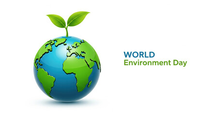 Obraz premium World environment day globe green leaf earth eco friendly sustainability nature clean blue environmental protection awareness conservation growth hope positive global ecology planet