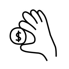 Fototapeta premium hand holding dollar coin hand drawing