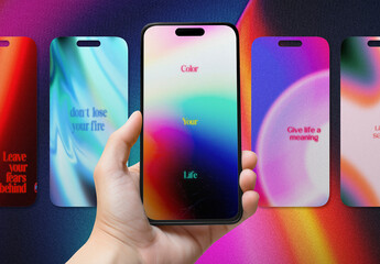 Vibrant Phone Screens With Motivational Quotes Mockup PSD