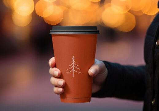 Warm Festive Coffee Moments Captured Mockup PSD With Generative AI