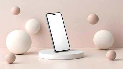 Modern smartphone displaying blank screen surrounded by easter eggs