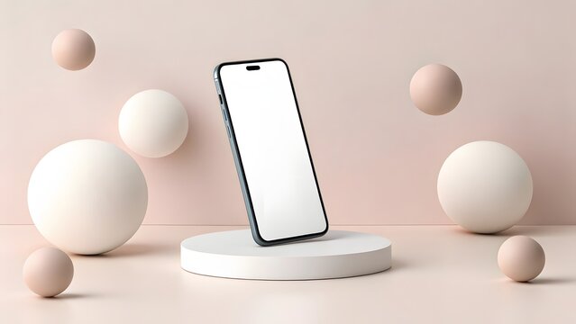 Modern smartphone displaying blank screen surrounded by easter eggs