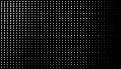Naklejka premium Abstract halftone pattern with flowing dot texture on dark black background vector design background