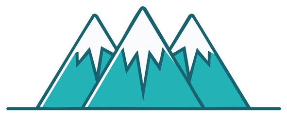 Abstract Teal Mountains with Snow Caps in Minimalist Style