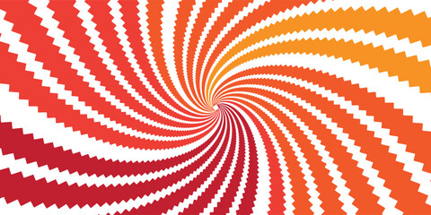 red hypnotic spirals background. Radial optical illusion. Black and white swirl tunnel wallpaper. vector art