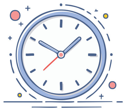 Blue Clock Icon Symbolizing Time Management Deadline and Appointments Vector Graphic