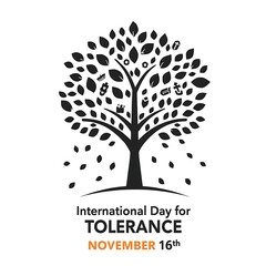 A stylized tree with leaves containing various icons signifies tolerance on a white background.